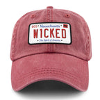 Wicked Mass License Plate Washed Dad Hat