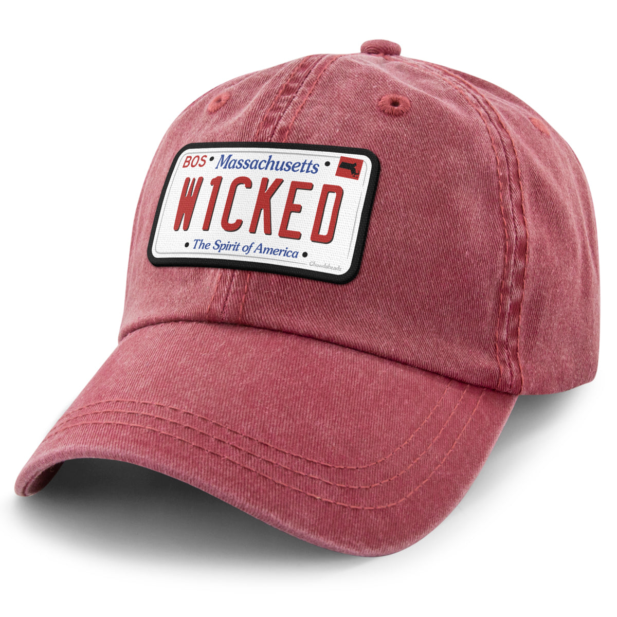 Wicked Mass License Plate Washed Dad Hat - Chowdaheadz