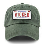 Wicked Mass License Plate Washed Dad Hat