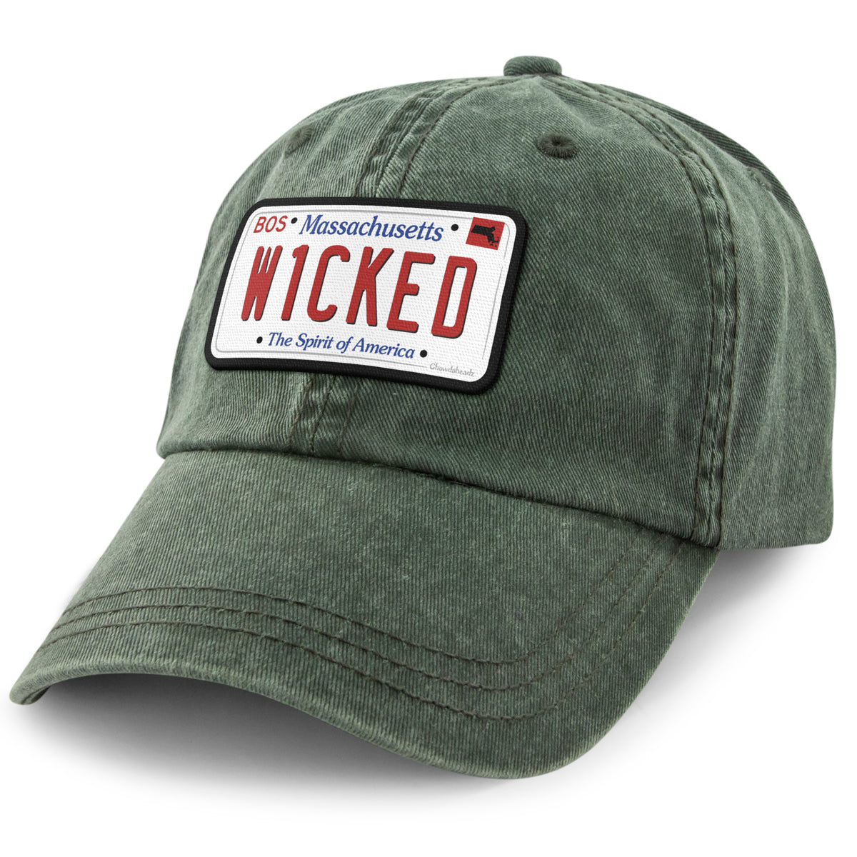 Wicked Mass License Plate Washed Dad Hat - Chowdaheadz