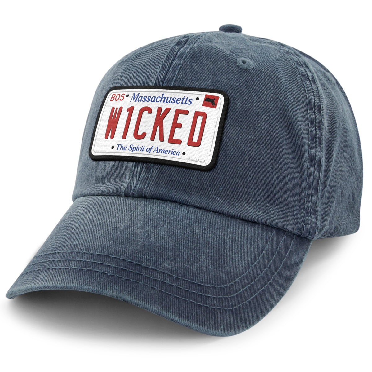 Wicked Mass License Plate Washed Dad Hat - Chowdaheadz
