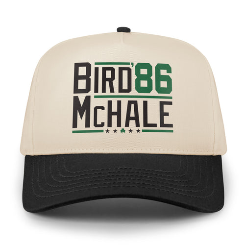 Front view of Bird McHale '86 retro snapback — 1986 banner-year tribute detail