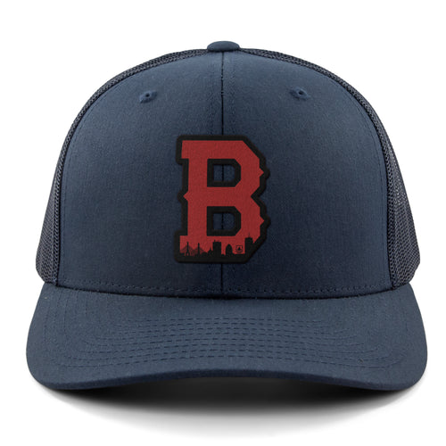 Boston B Red Skyline Classic Trucker Hat - Chowdaheadz