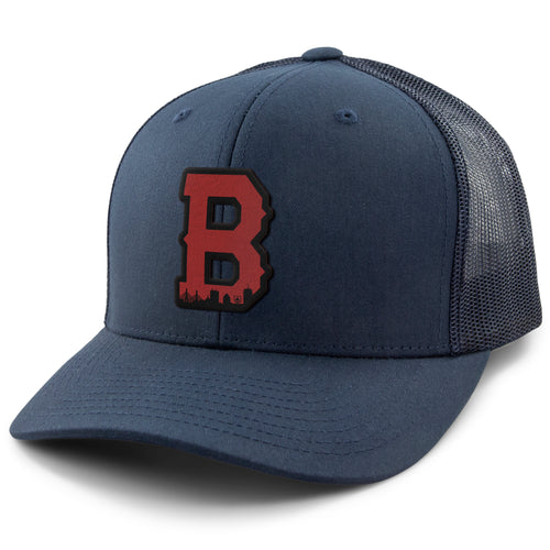 Boston B Red Skyline Classic Trucker Hat - Chowdaheadz