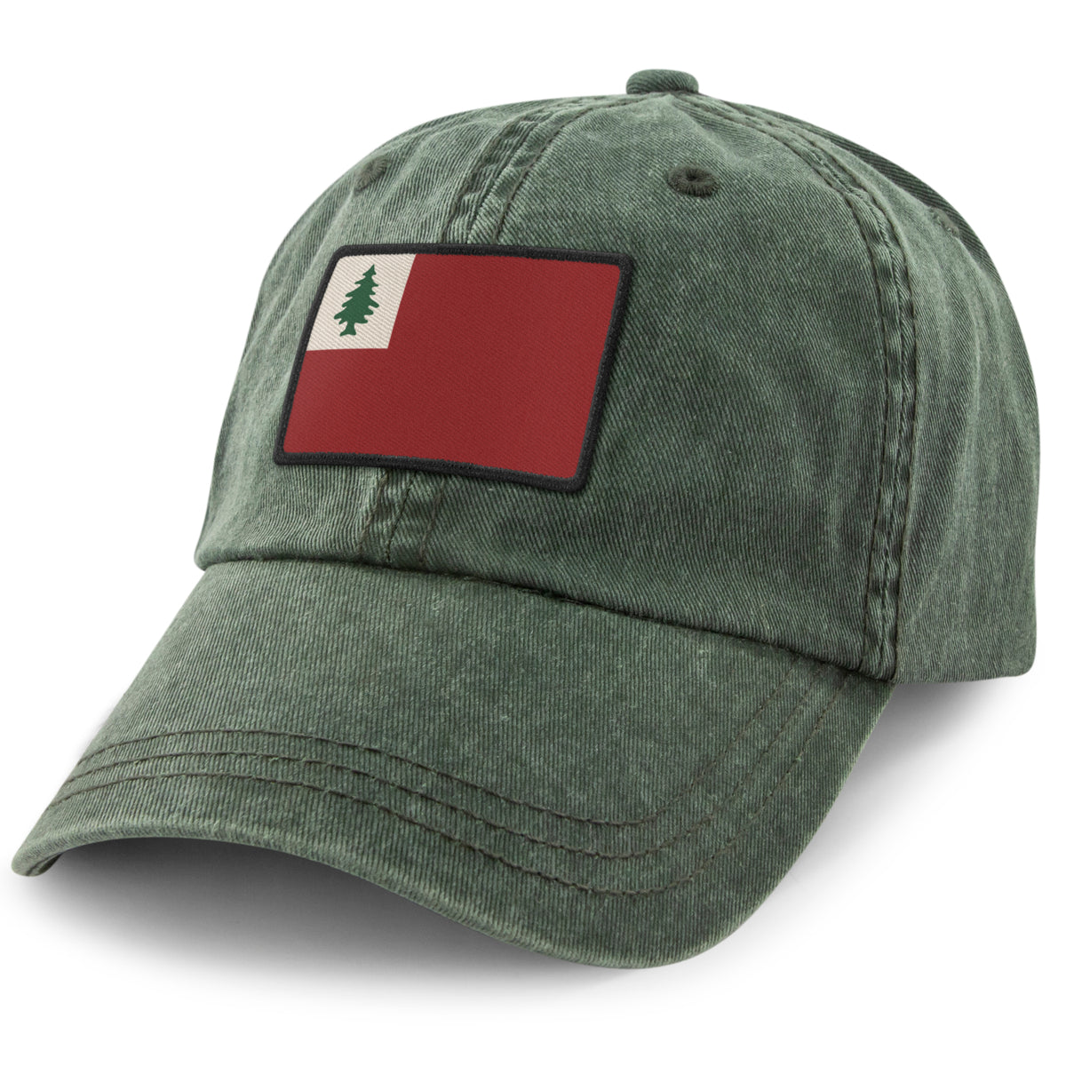 Side view of Vintage New England Flag washed dad hat