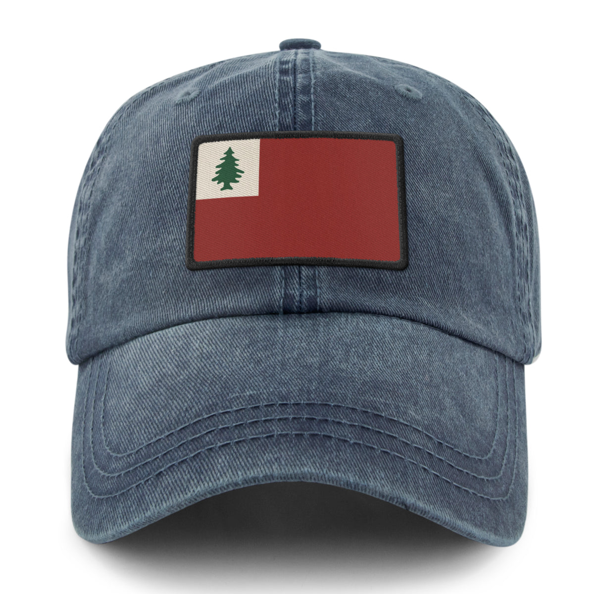 Vintage New England Flag washed dad hat profile view