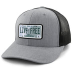 Live Free New Hampshire License Plate Classic Snapback Trucker Hat