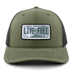 Live Free New Hampshire License Plate Classic Snapback Trucker Hat