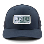 Live Free New Hampshire License Plate Classic Snapback Trucker Hat