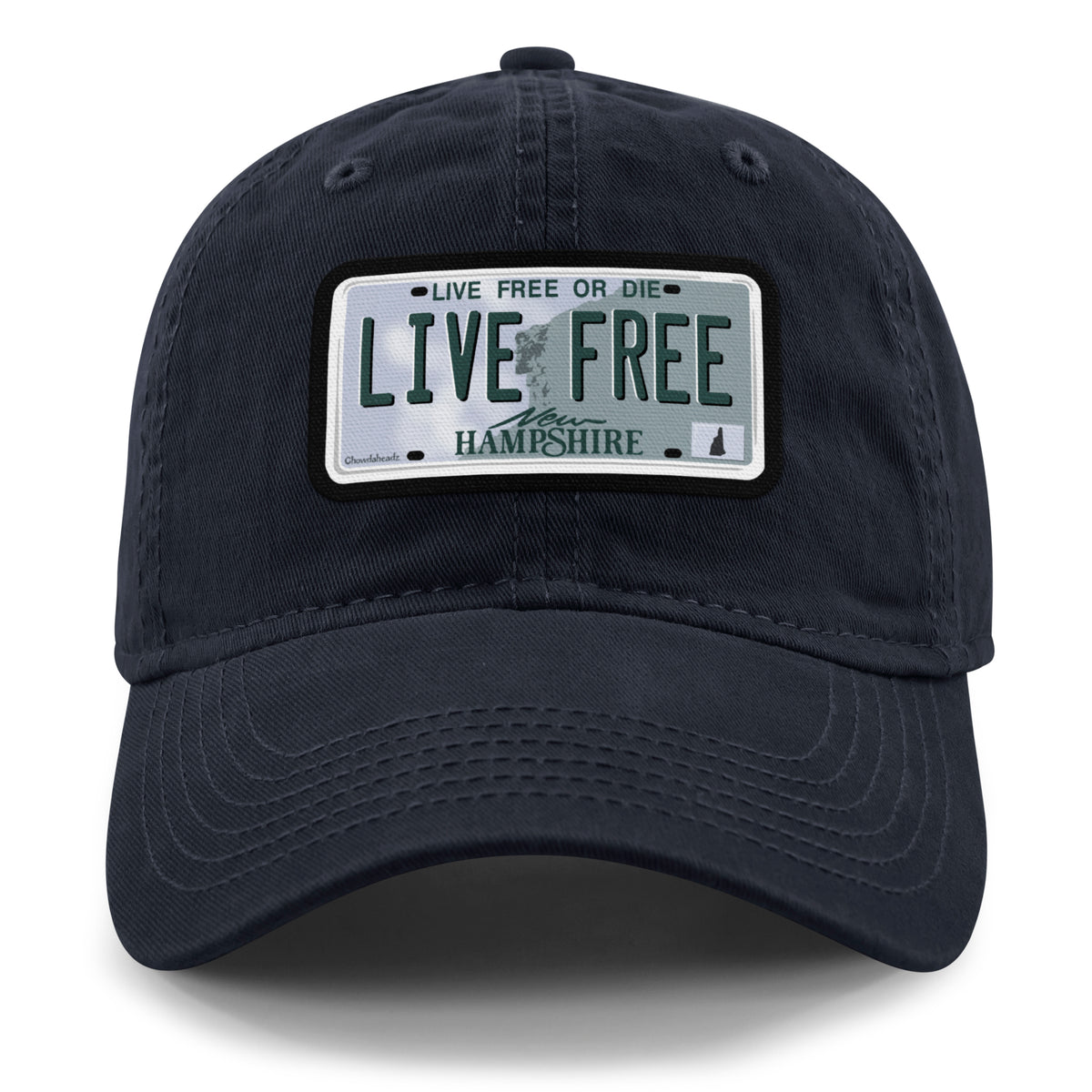 Live Free New Hampshire State License Plate Dad Hat - Chowdaheadz
