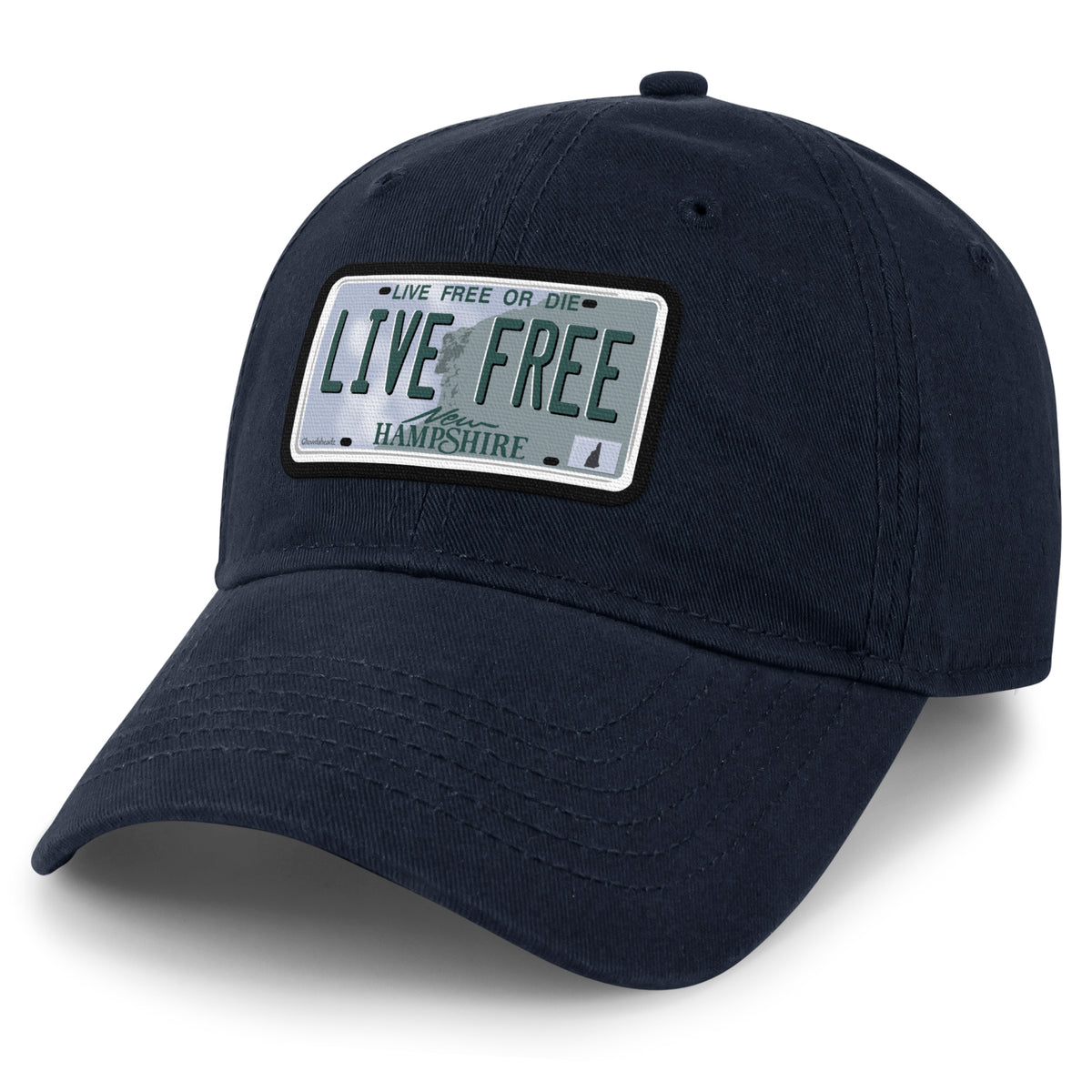 Live Free New Hampshire State License Plate Dad Hat - Chowdaheadz