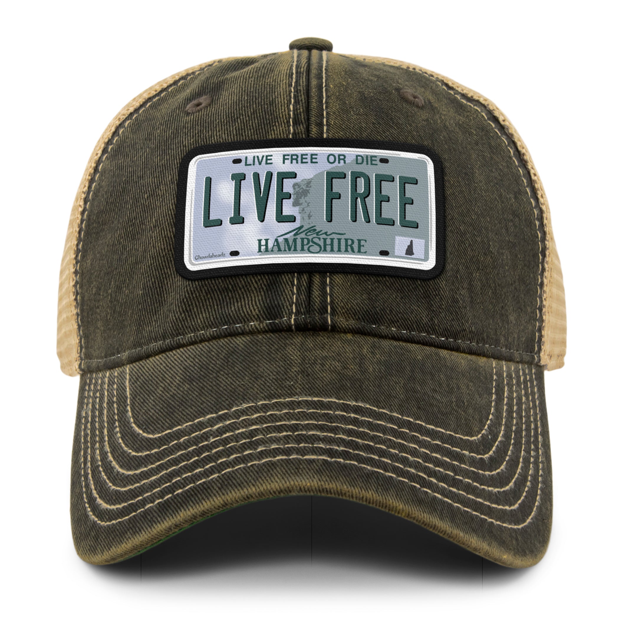 Live Free New Hampshire State License Plate Dirty Water Trucker Hat
