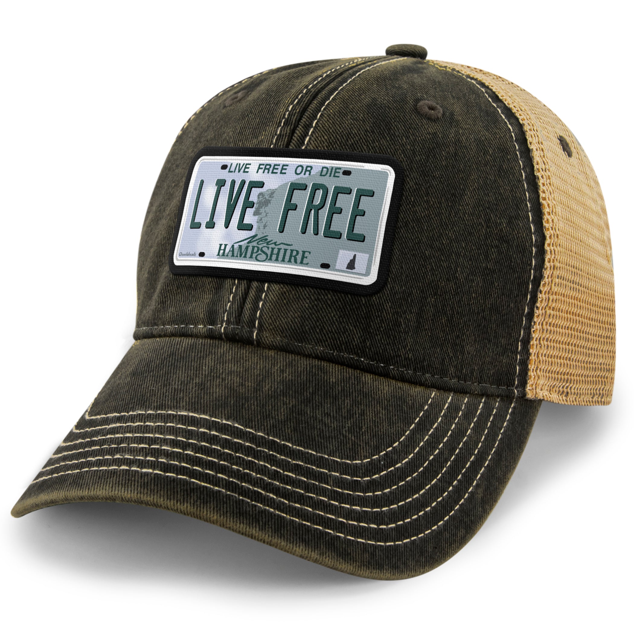 Live Free New Hampshire State License Plate Dirty Water Trucker Hat