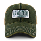 Live Free New Hampshire State License Plate Dirty Water Trucker Hat