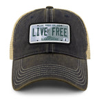 Live Free New Hampshire State License Plate Dirty Water Trucker Hat