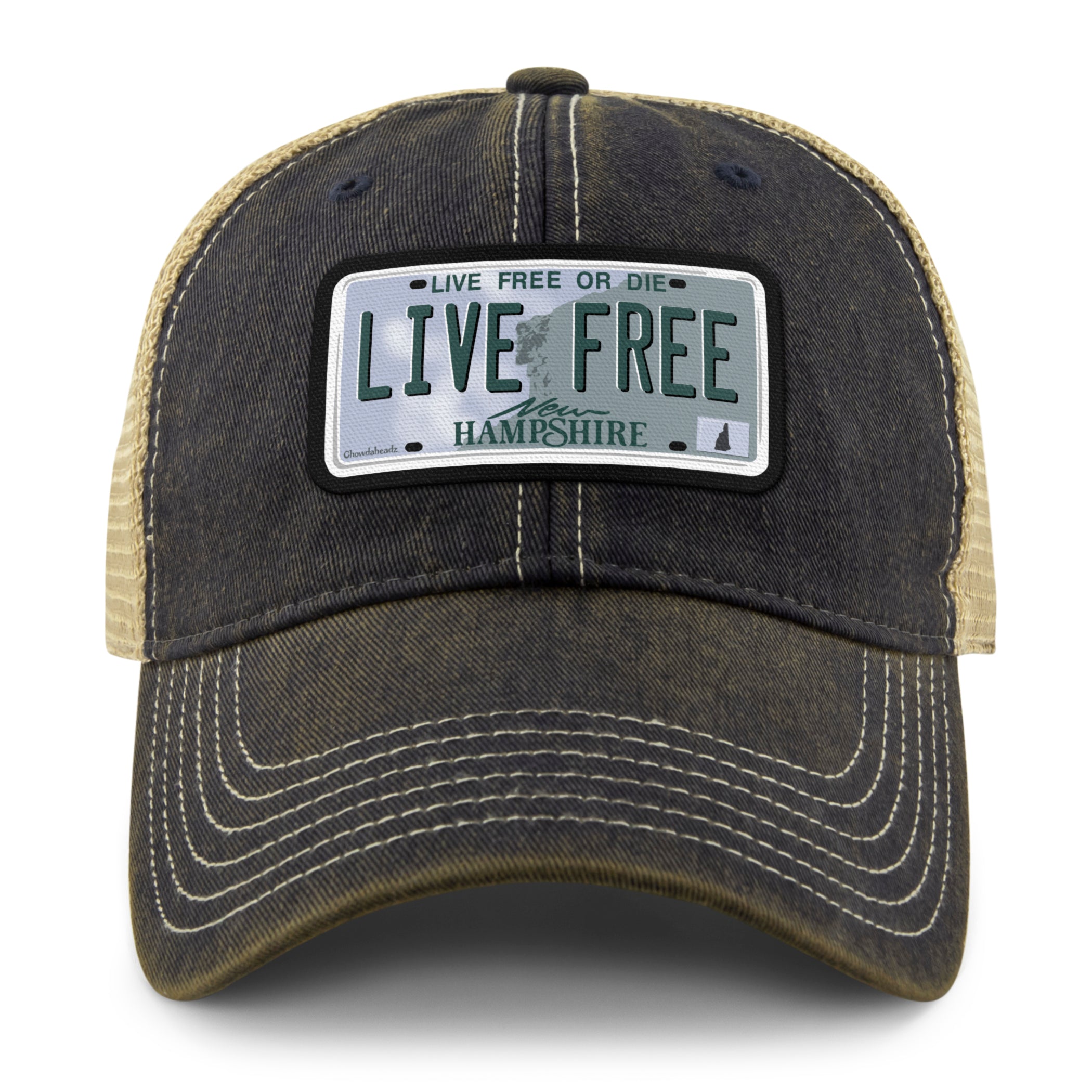Live Free New Hampshire State License Plate Dirty Water Trucker Hat
