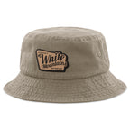 I'd Rather Be At White Mountains NH Leather Patch Bucket Hat