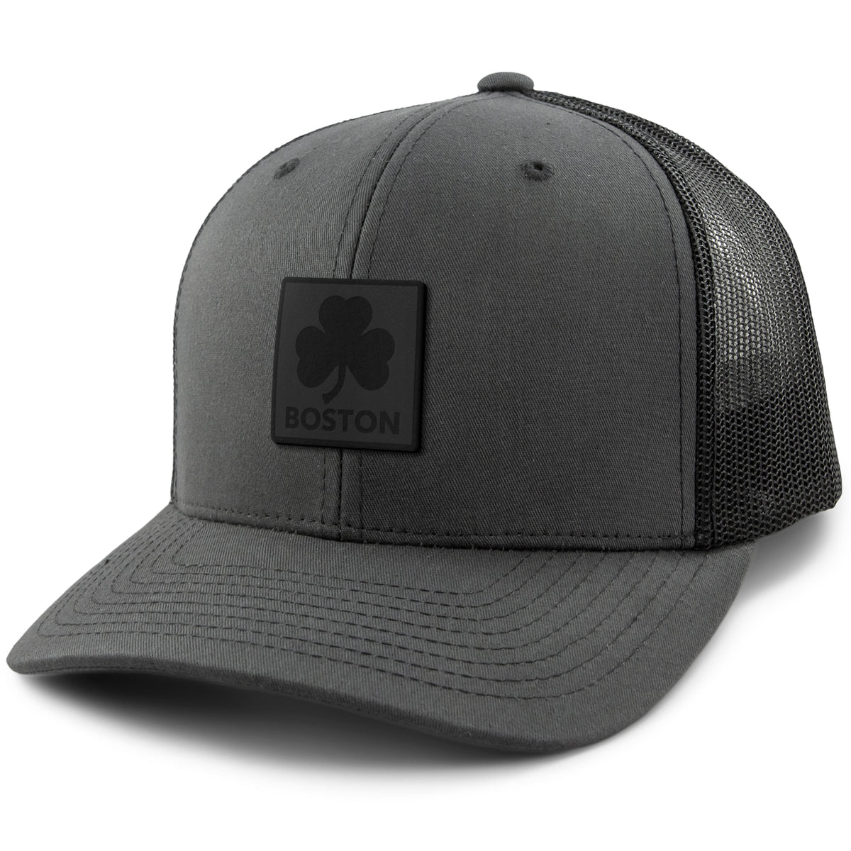 Boston Shamrock Blackout Classic Snapback Trucker Hat - Chowdaheadz