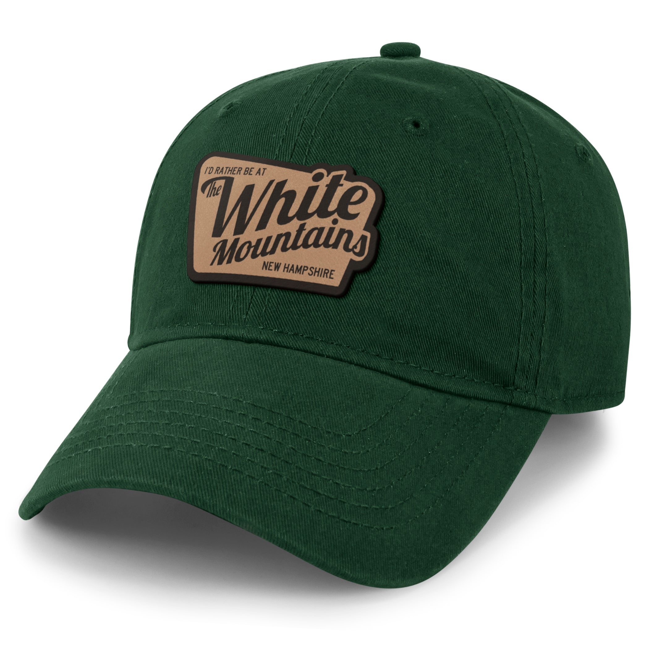 I'd Rather Be At White Mountains NH Leather Patch Plate Dad Hat