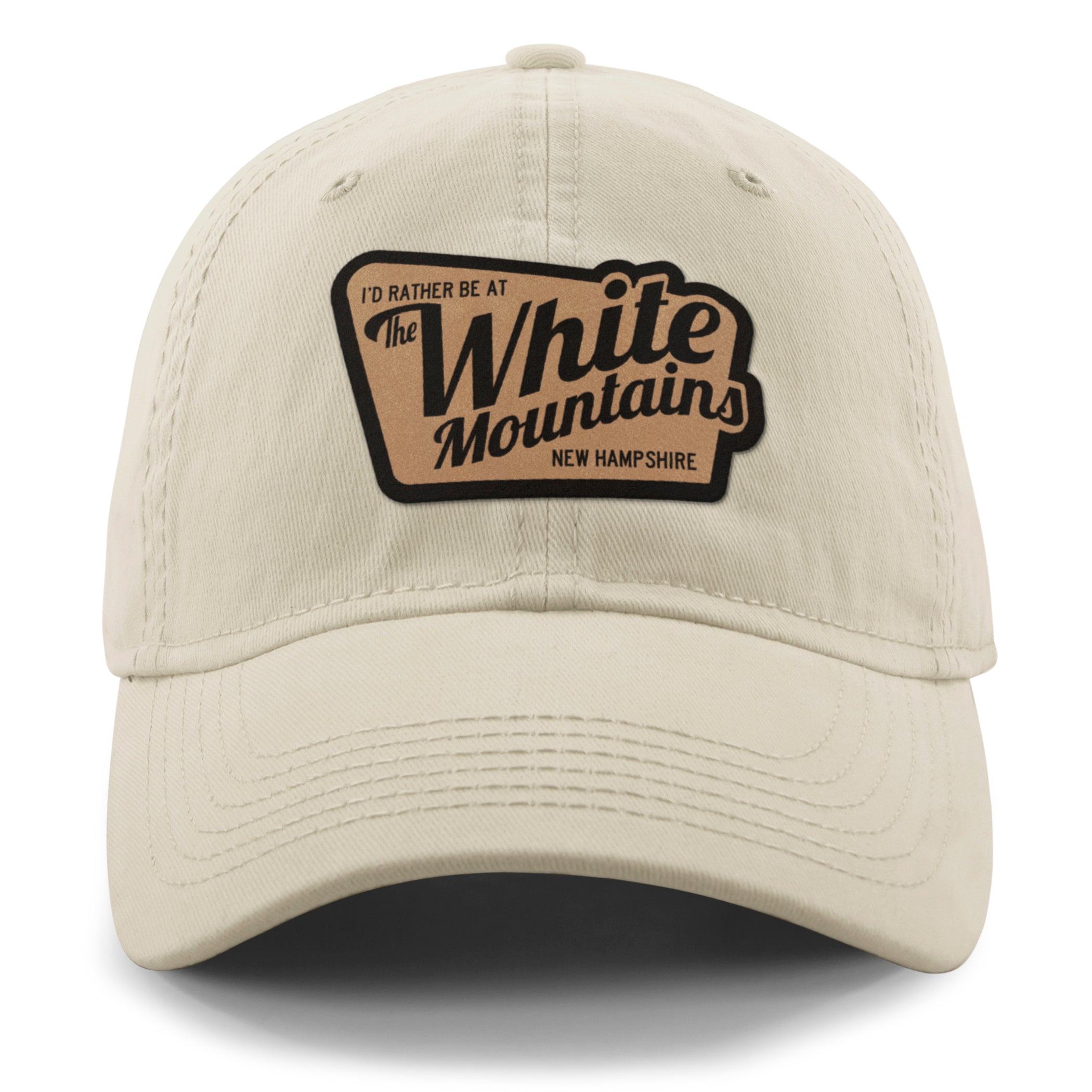 I'd Rather Be At White Mountains NH Leather Patch Plate Dad Hat