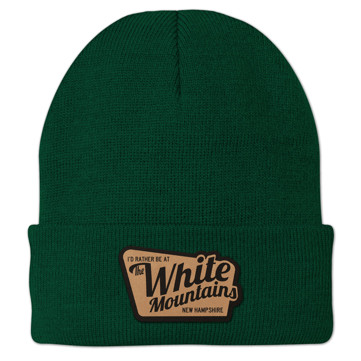 I'd Rather Be At White Mountains NH Leather Patch Cuff Knit - Chowdaheadz