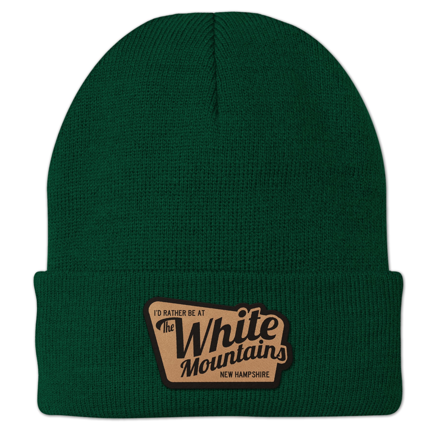 I'd Rather Be At White Mountains NH Leather Patch Cuff Knit