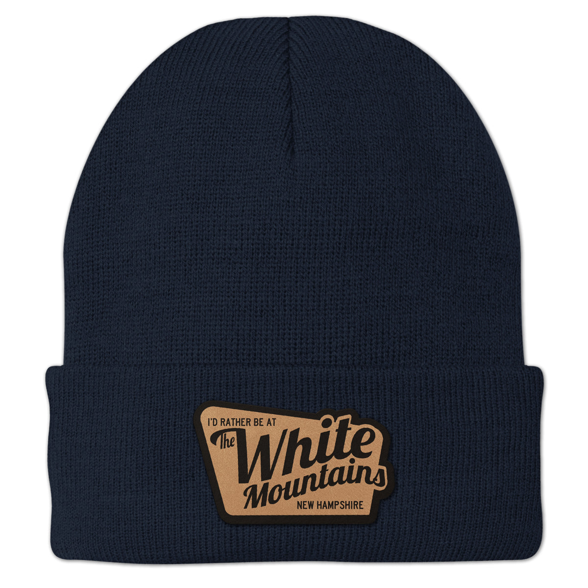 I'd Rather Be At White Mountains NH Leather Patch Cuff Knit - Chowdaheadz