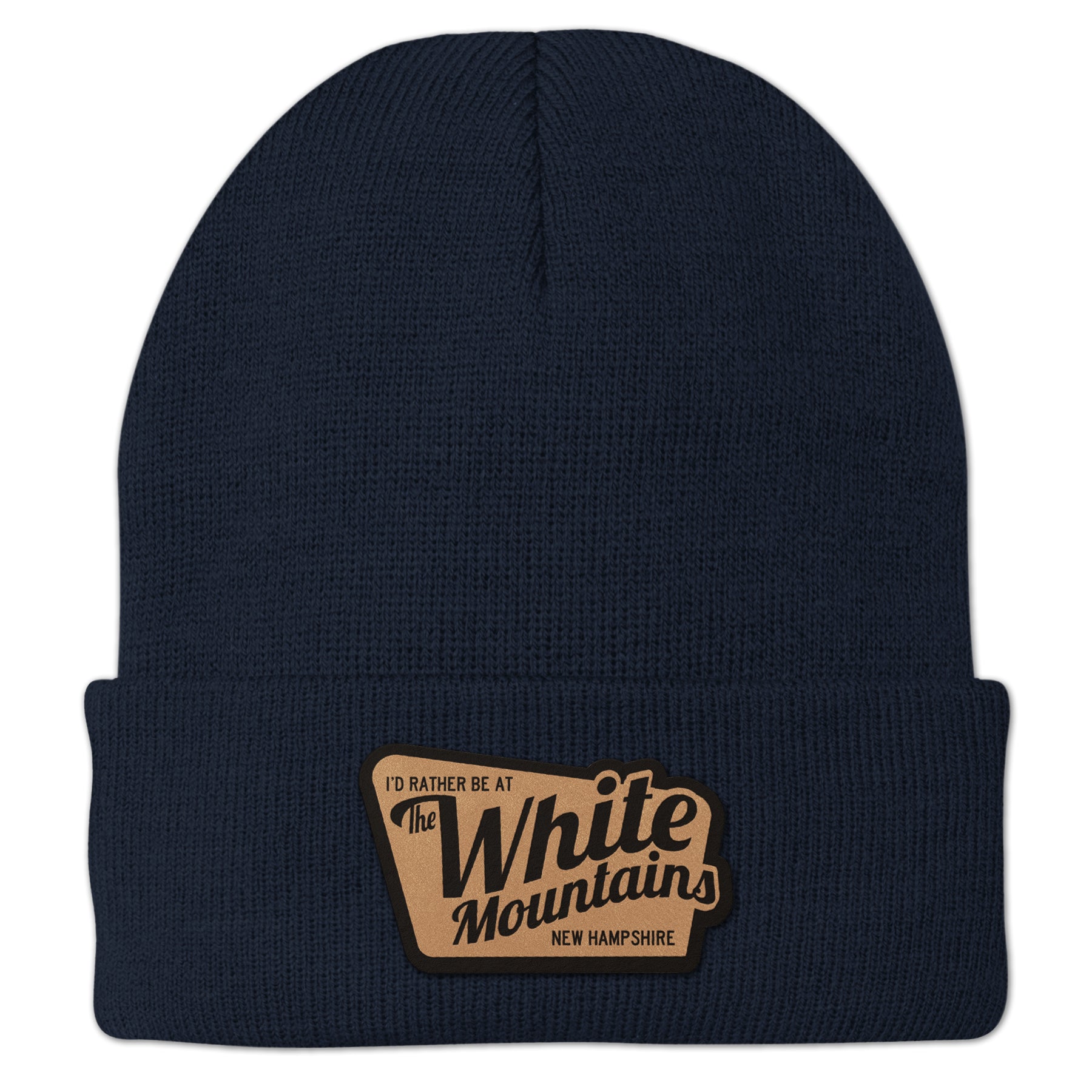 I'd Rather Be At White Mountains NH Leather Patch Cuff Knit
