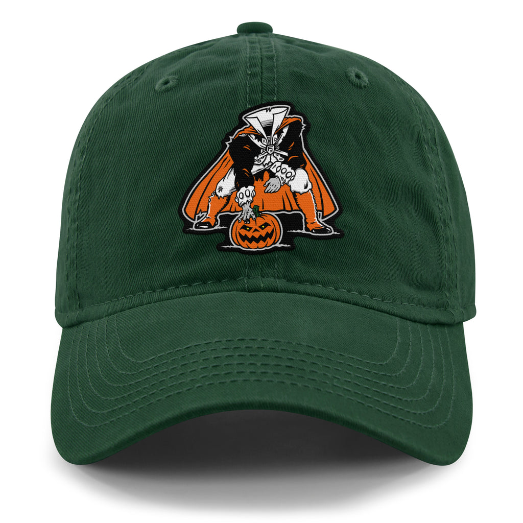 Three Point Stance Headless Horseman Dad Hat — front view