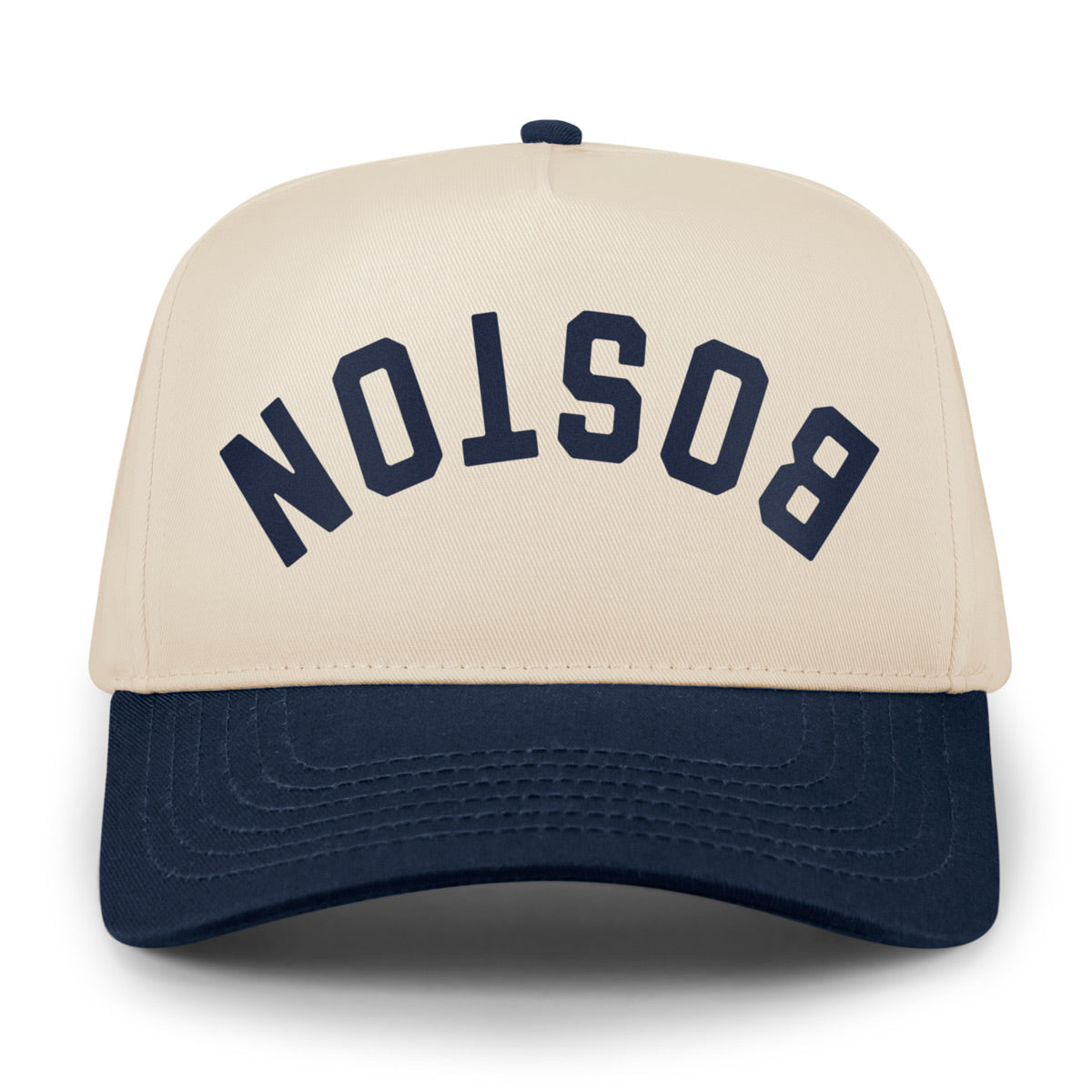 Boston Upside Down Arch Retro Snapback Hat - Chowdaheadz