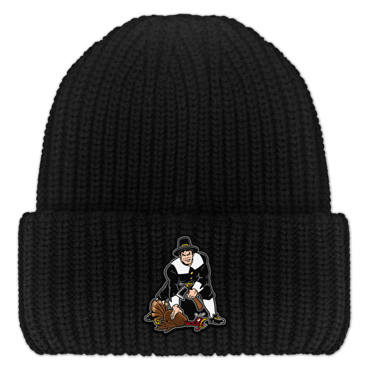 Three Point Stance Thanksgiving Pilgrim Chunky Knit Winter Hat - Chowdaheadz