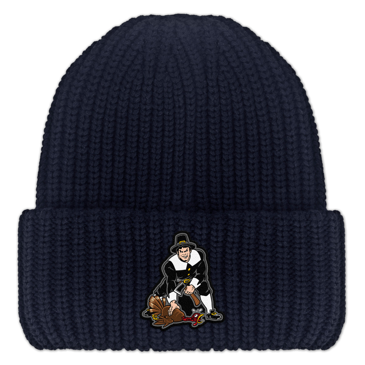Three Point Stance Thanksgiving Pilgrim Chunky Knit Winter Hat - Chowdaheadz