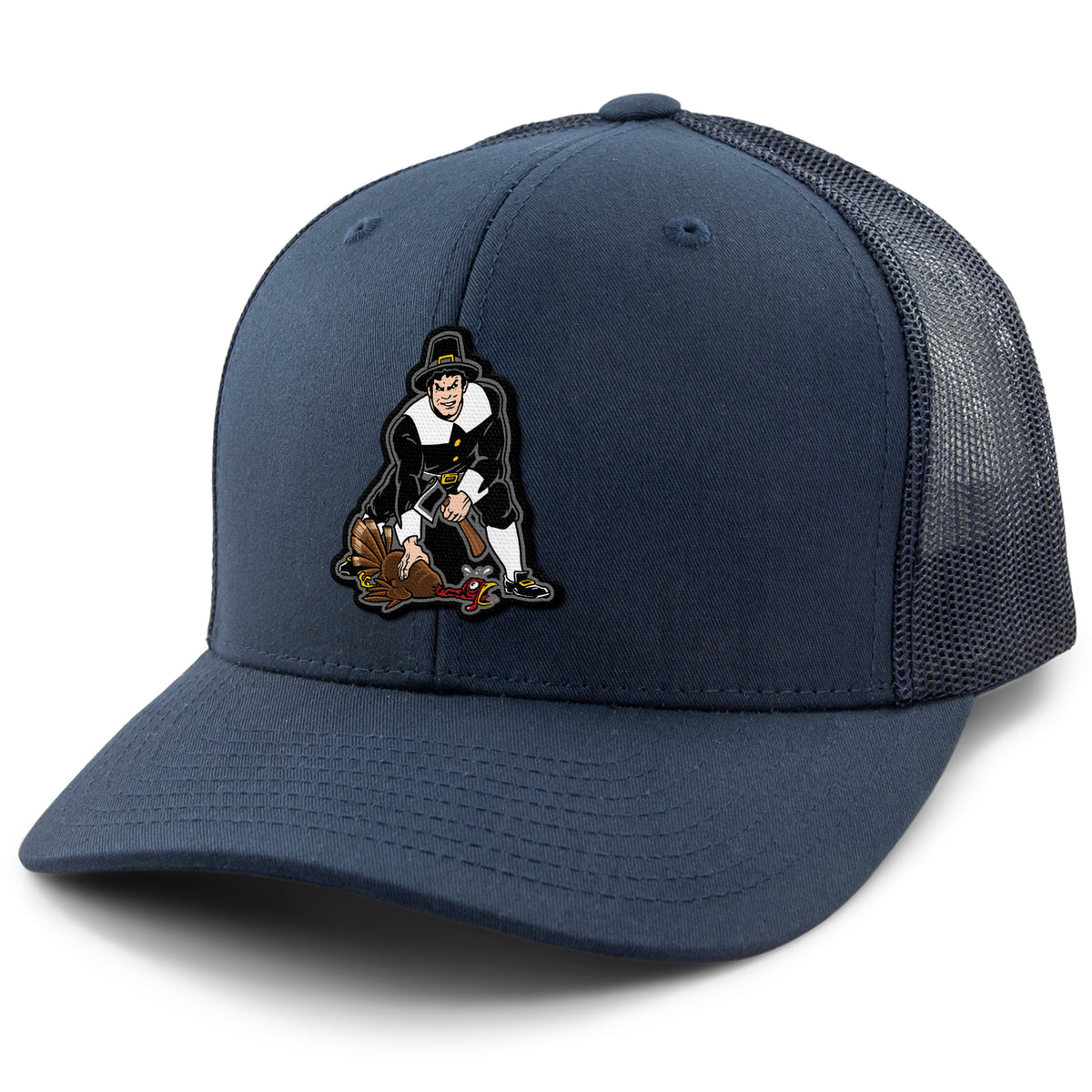 Three Point Stance Thanksgiving Pilgrim Classic Snapback Trucker Hat - Chowdaheadz