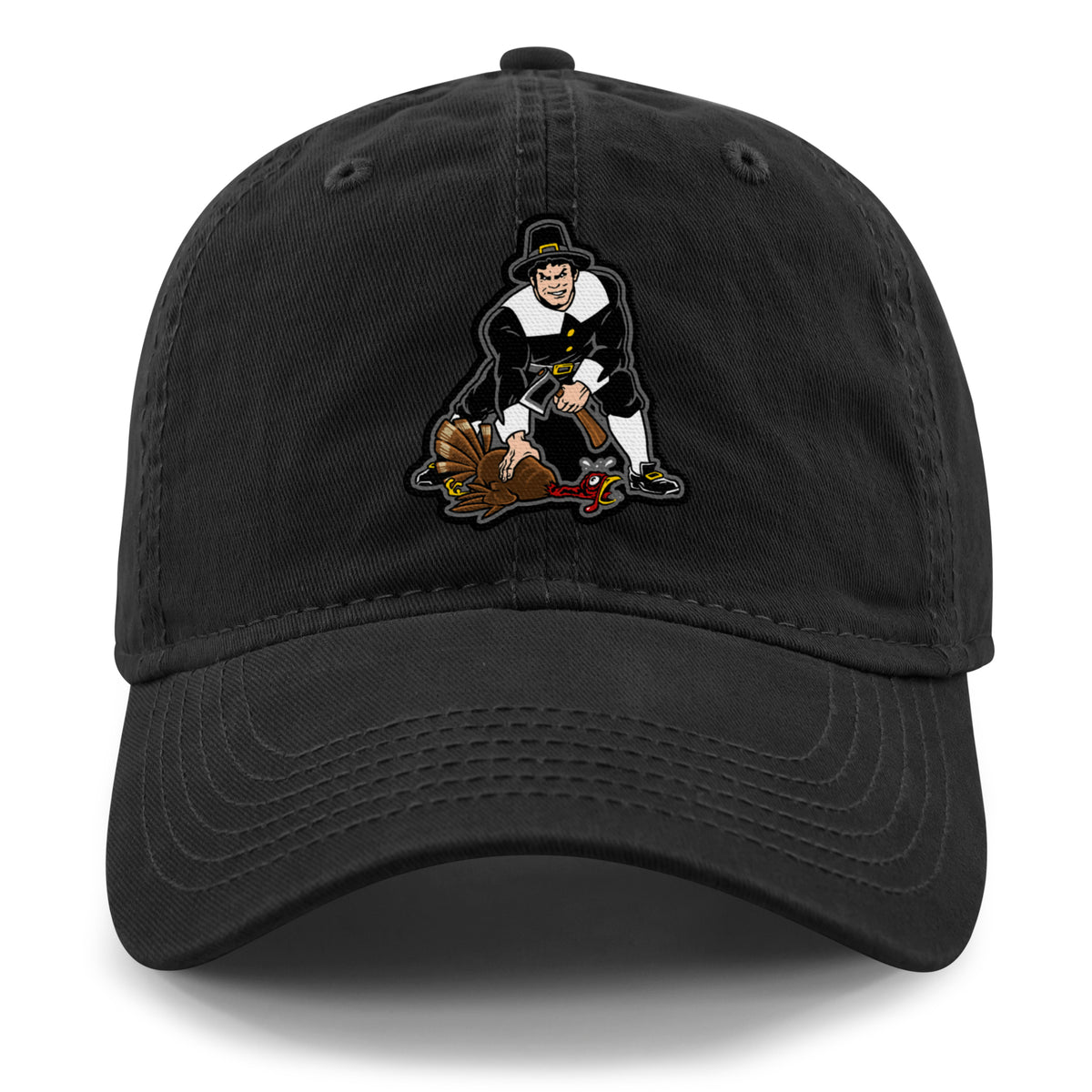 Three Point Stance Thanksgiving Pilgrim Dad Hat - Chowdaheadz