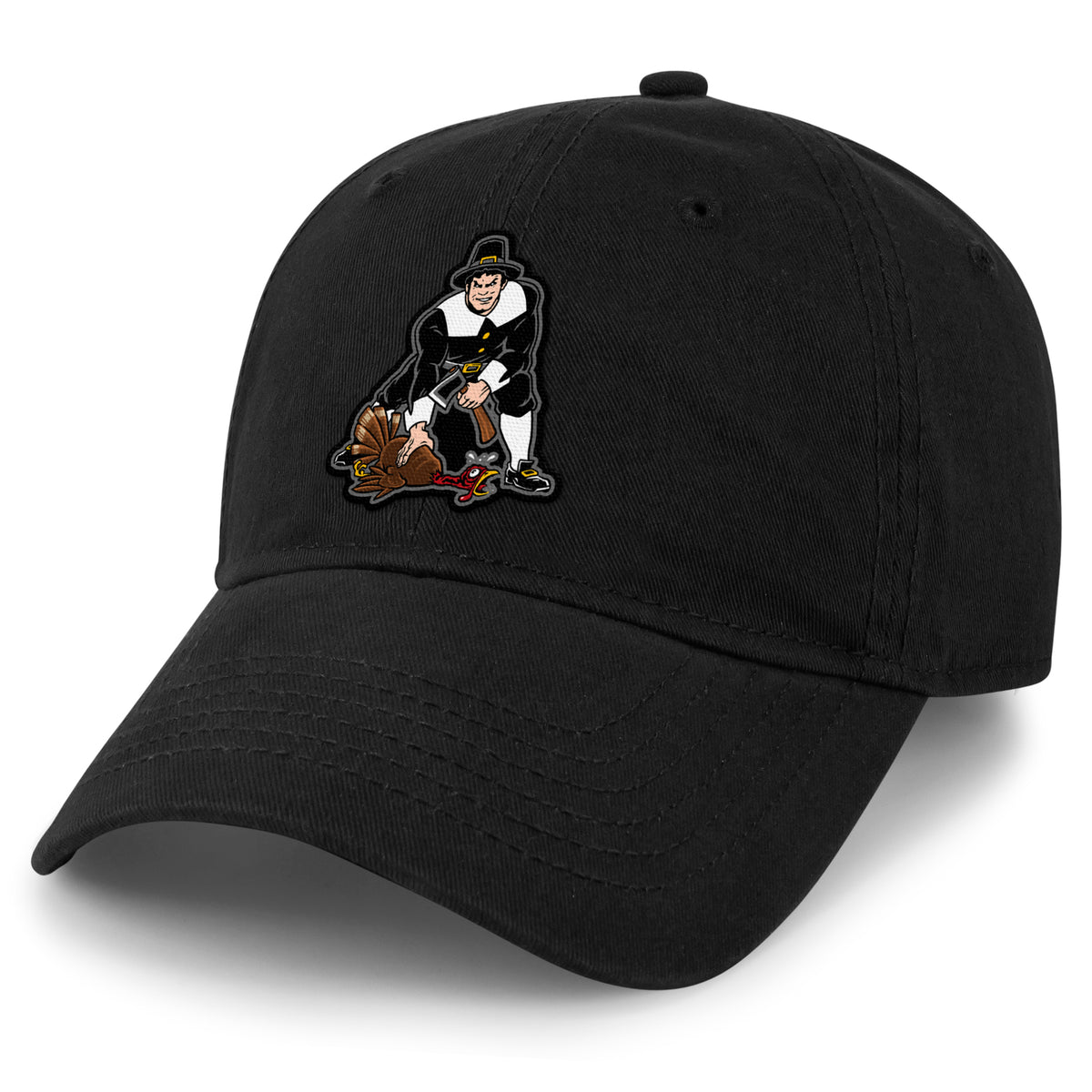Three Point Stance Thanksgiving Pilgrim Dad Hat - Chowdaheadz