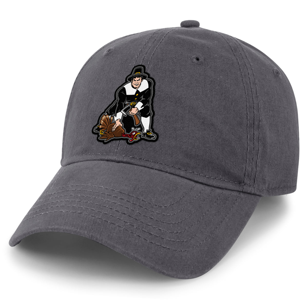 Three Point Stance Thanksgiving Pilgrim Dad Hat - Chowdaheadz