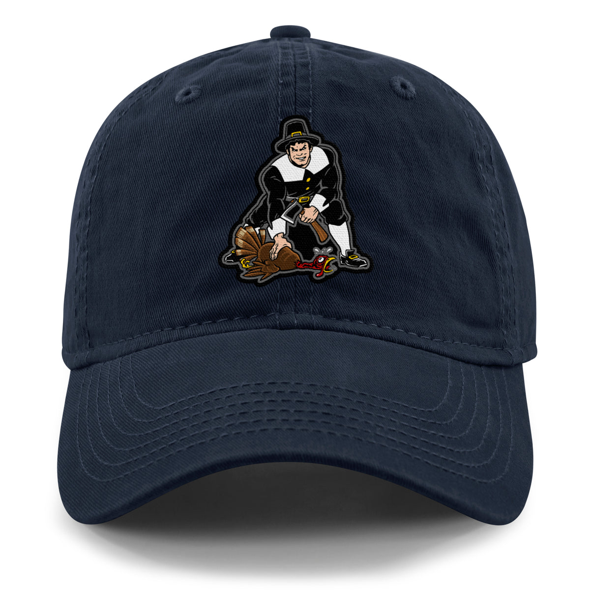 Three Point Stance Thanksgiving Pilgrim Dad Hat - Chowdaheadz