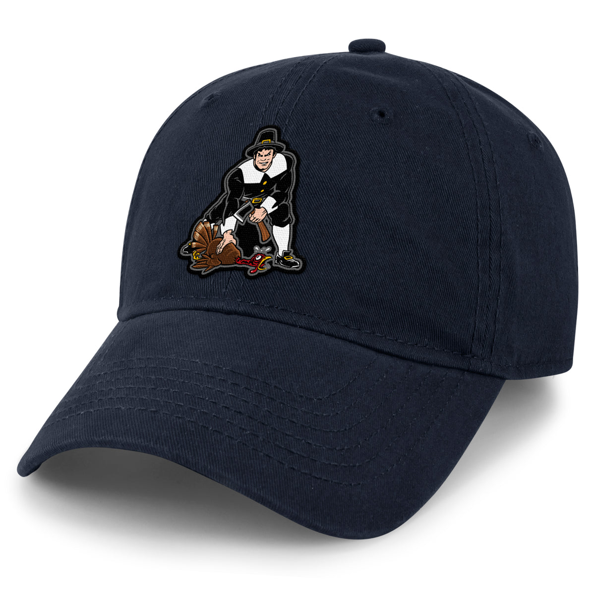 Three Point Stance Thanksgiving Pilgrim Dad Hat - Chowdaheadz