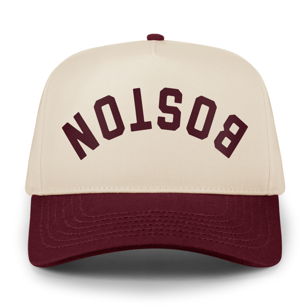 Boston Upside Down Arch Retro Snapback Hat - Chowdaheadz
