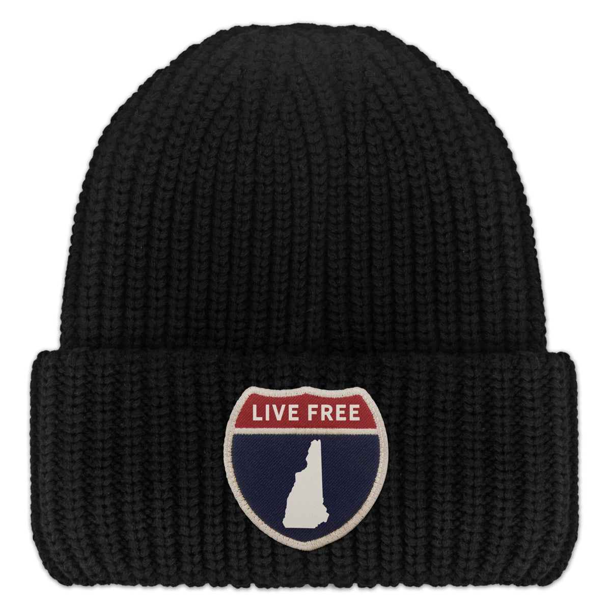 New Hampshire Interstate Patch Chunky Knit Winter Hat - Chowdaheadz