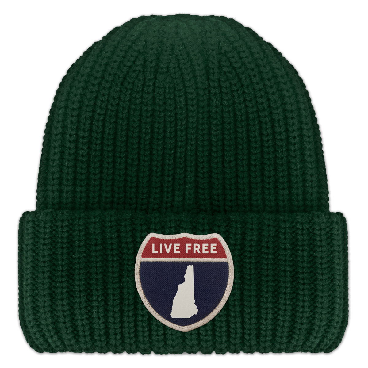 New Hampshire Interstate Patch Chunky Knit Winter Hat - Chowdaheadz