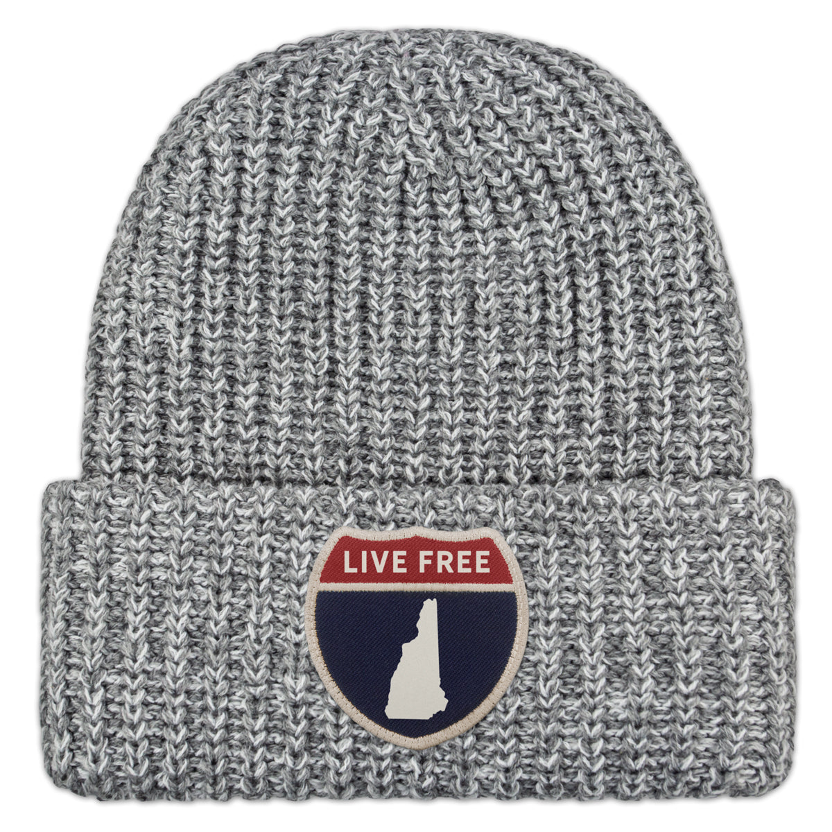 New Hampshire Interstate Patch Chunky Knit Winter Hat - Chowdaheadz