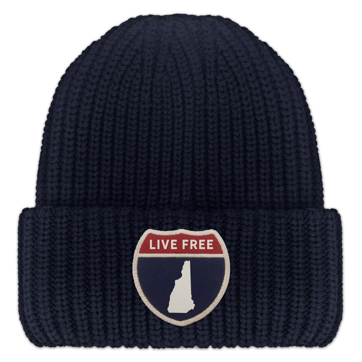 New Hampshire Interstate Patch Chunky Knit Winter Hat - Chowdaheadz