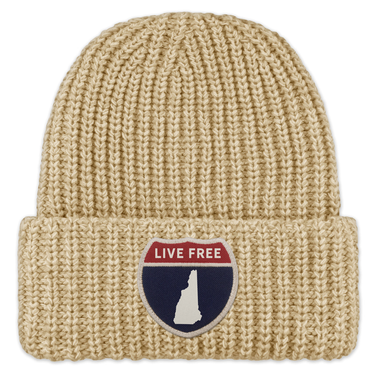 New Hampshire Interstate Patch Chunky Knit Winter Hat - Chowdaheadz