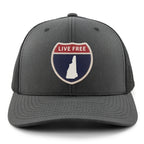 New Hampshire Interstate Sign Classic Snapback Trucker Hat - Chowdaheadz