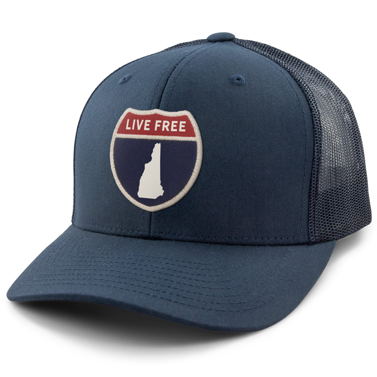 New Hampshire Interstate Sign Classic Snapback Trucker Hat - Chowdaheadz