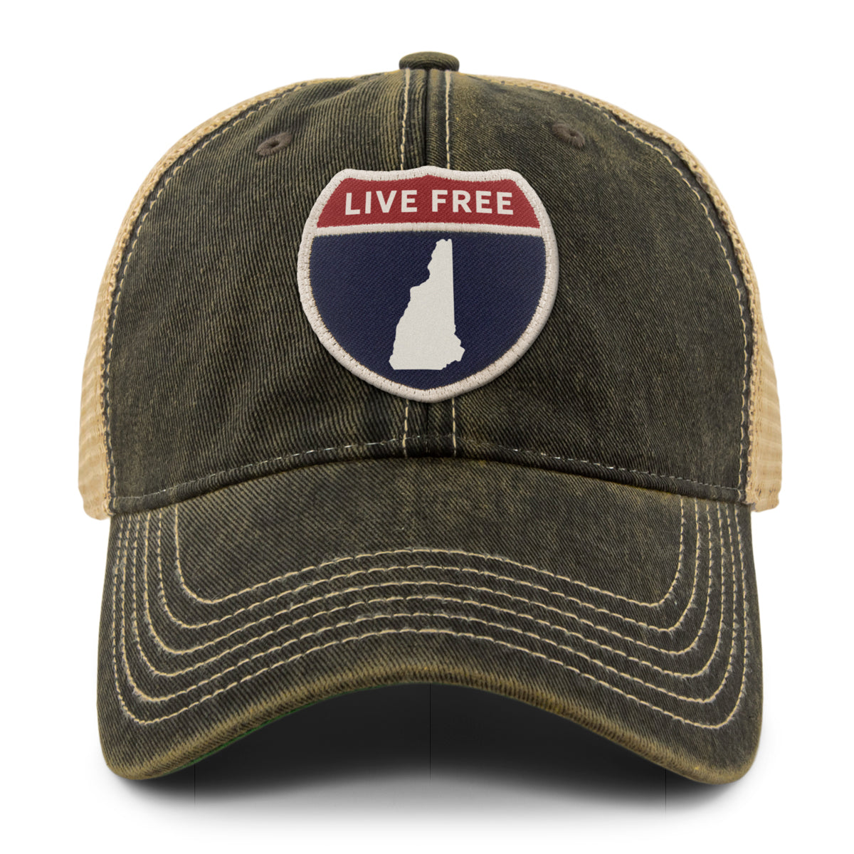 New Hampshire Interstate Patch Dirty Water Trucker Hat - Chowdaheadz