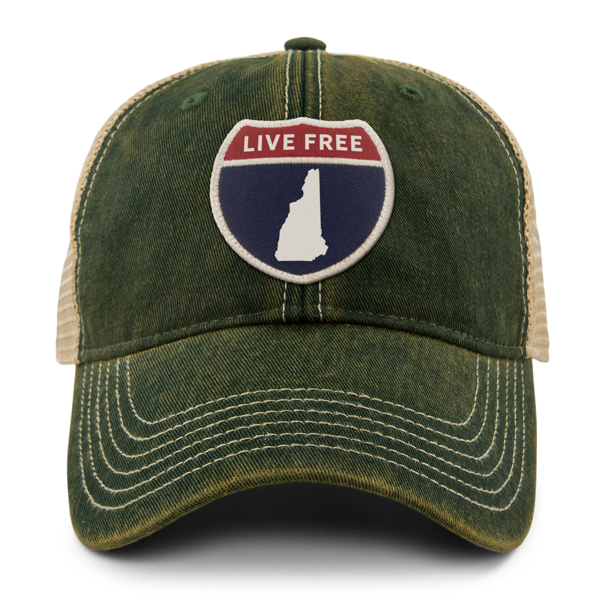 New Hampshire Interstate Patch Dirty Water Trucker Hat - Chowdaheadz