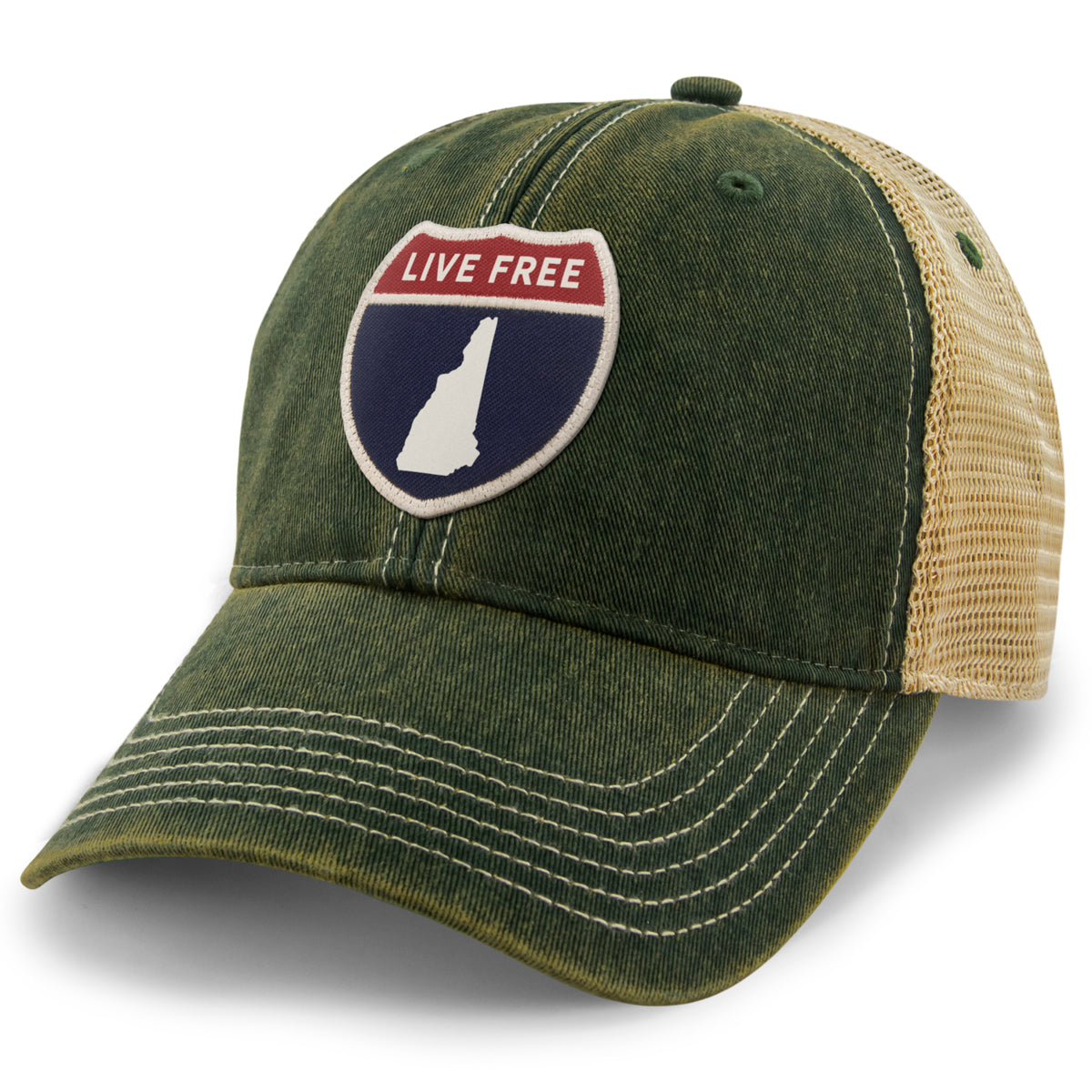 New Hampshire Interstate Patch Dirty Water Trucker Hat - Chowdaheadz