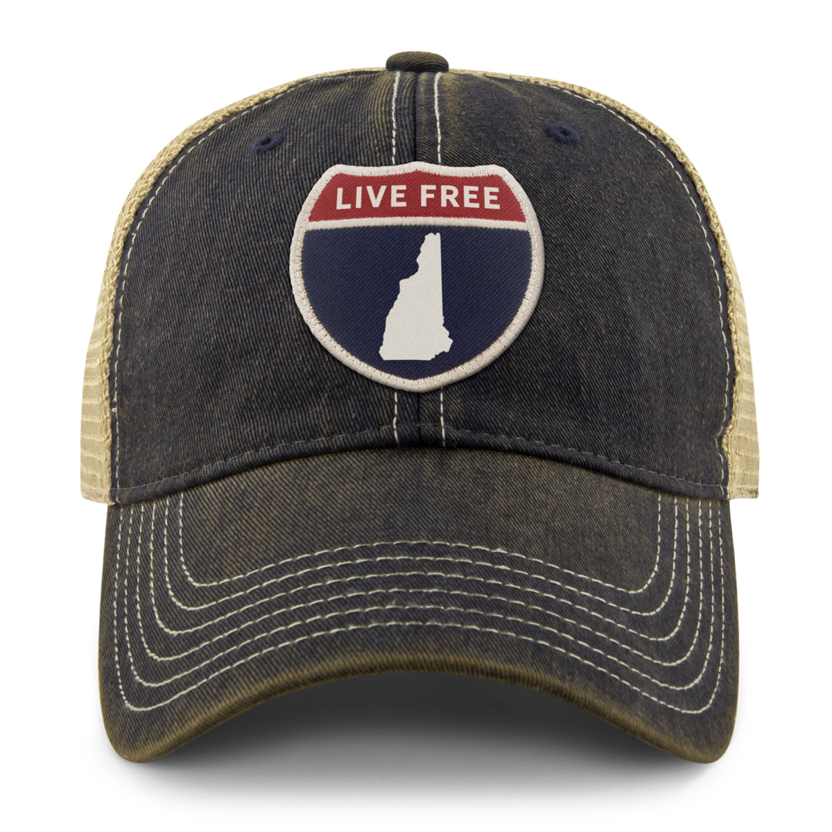 New Hampshire Interstate Patch Dirty Water Trucker Hat - Chowdaheadz